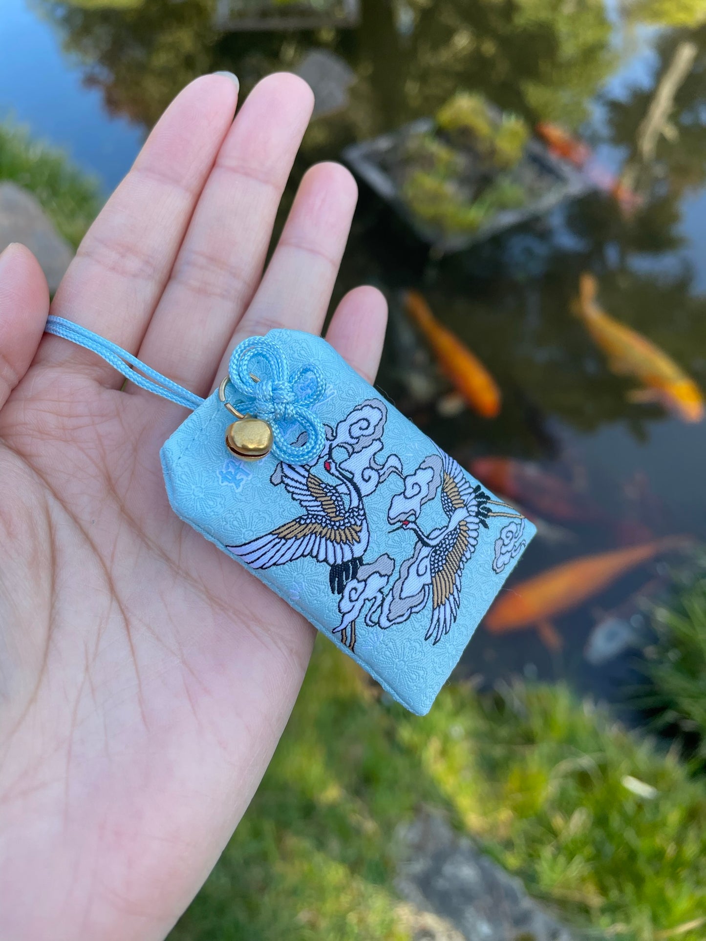 White Prosperity Crane Charm (Omamori)