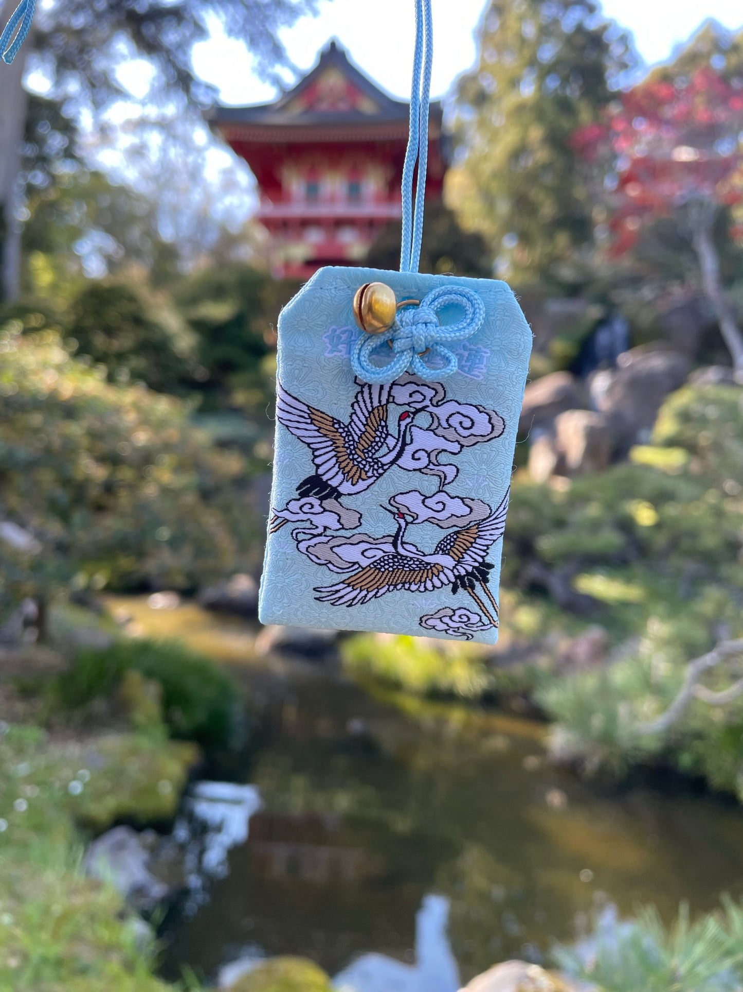 White Prosperity Crane Charm (Omamori)